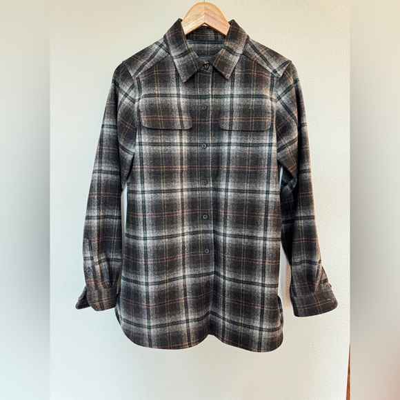 Pendleton Tops - Pendleton Black Gray and Brown Plaid Button-Front Shacket